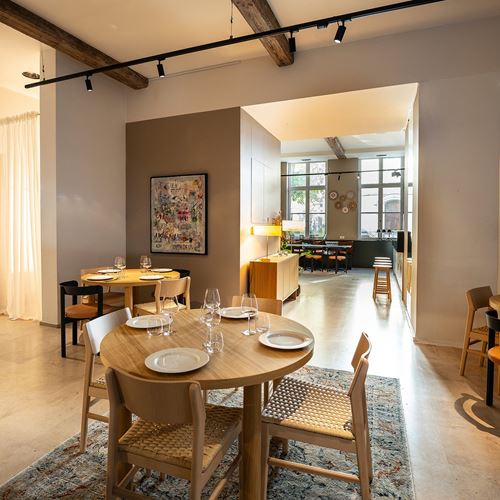 IKEA - STOCKHOLM 2025, yuvarlak yemek masası, meşe kaplama, 4 kişilik