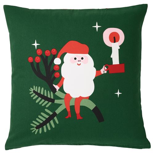 IKEA - VINTERFINT, kırlent kılıfı, Noel Baba deseni-yeşil, 50x50 cm