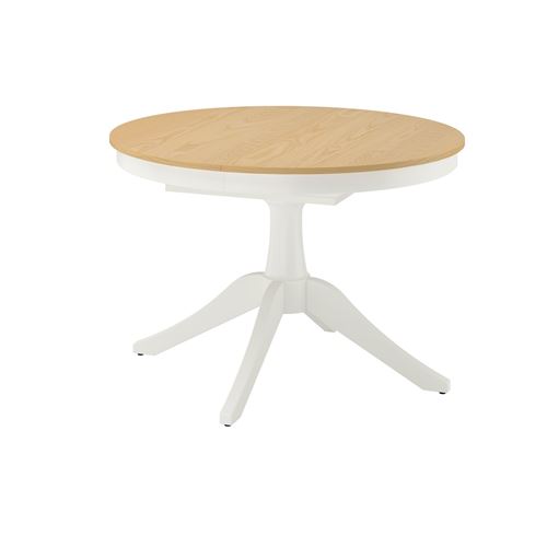 IKEA - ROSENTORP, round dining table, ash veneer/white, 110/155 cm