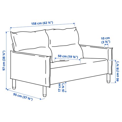 IKEA - MANNARP, 2-seat sofa, saxemara grey-beige