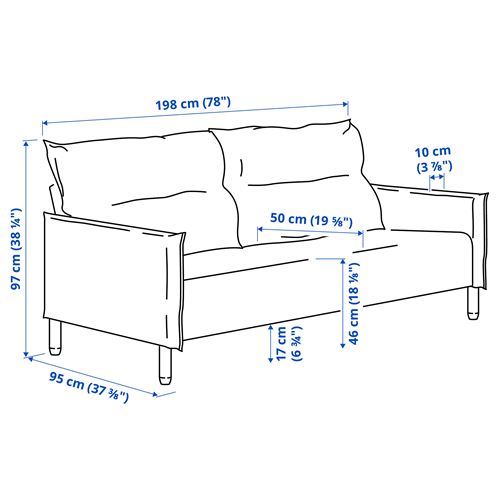 IKEA - MANNARP, 3-seat sofa, saxemara blue/black