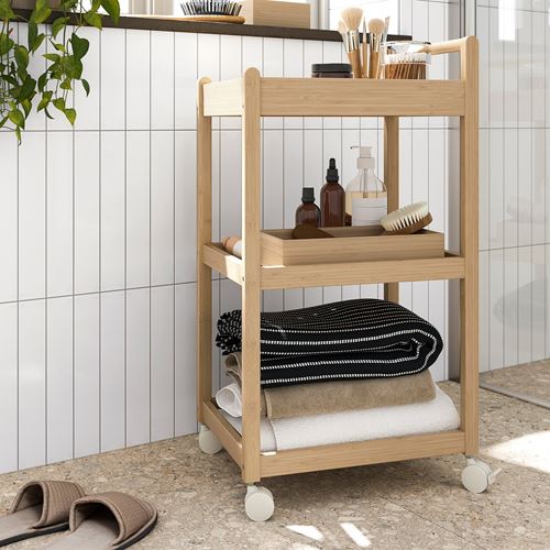 IKEA - STEGESUND, servis arabası, açık bambu, 42x33x76 cm