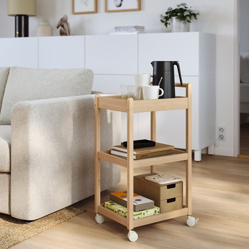 IKEA - STEGESUND, servis arabası, açık bambu, 42x33x76 cm