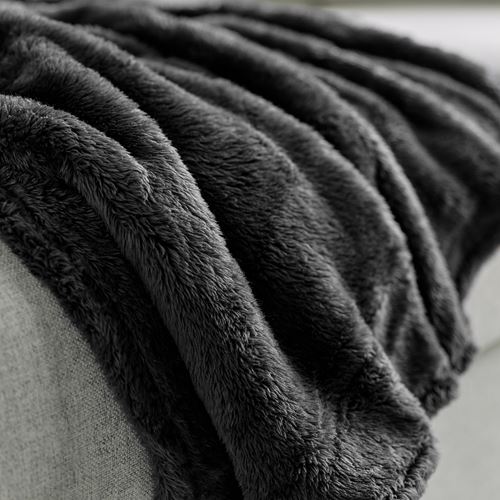 IKEA - ROSTLÖNN, throw, anthracite, 130x170 cm