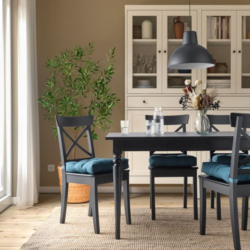 IKEA - MALINDA, chair pad, blue/grey, 40x38x7 cm