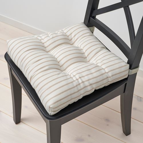 IKEA - MALINDA, chair pad, broken white-beige stripe pattern, 40x38x7 cm