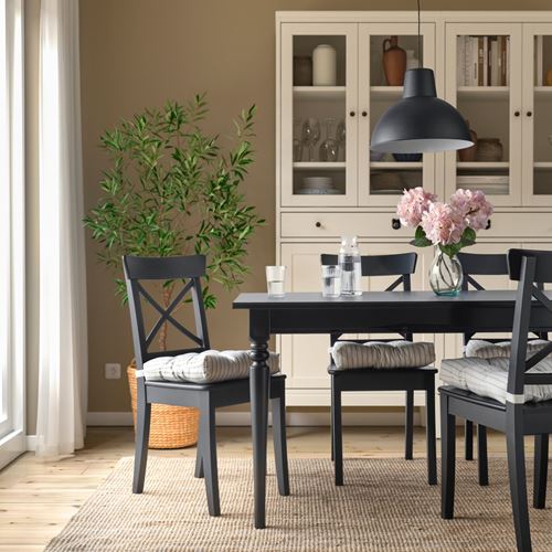 IKEA - MALINDA, chair pad, broken white-beige stripe pattern, 40x38x7 cm