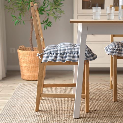 IKEA - TJASSIE, chair pad, blue-white-plaid pattern, 40x39x7 cm