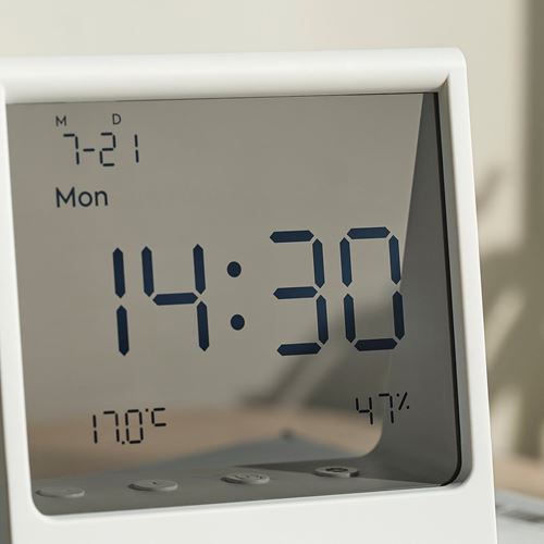 IKEA - RODBENA, functional clock, white, 10x11x5 cm