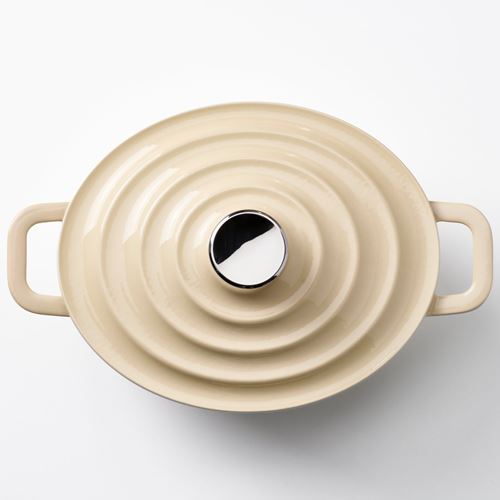 IKEA - VARDAGEN, casserole with lid, enameled cast iron/light yellow, 4 l