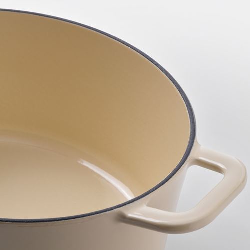 IKEA - VARDAGEN, casserole with lid, enameled cast iron/light yellow, 4 l