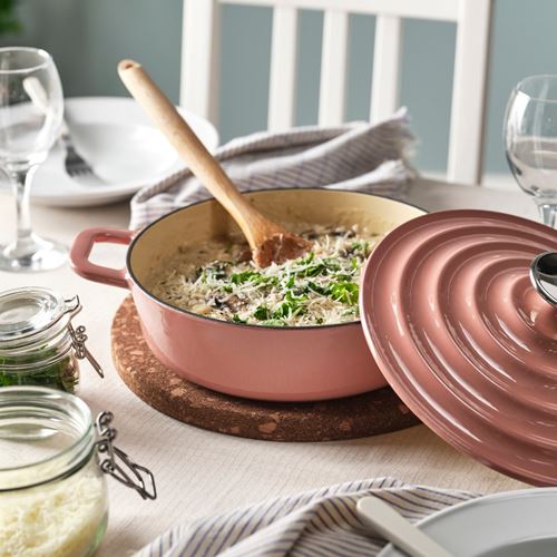 IKEA - VARDAGEN, cookware with lid, enameled cast iron-light pink, 2.5 l
