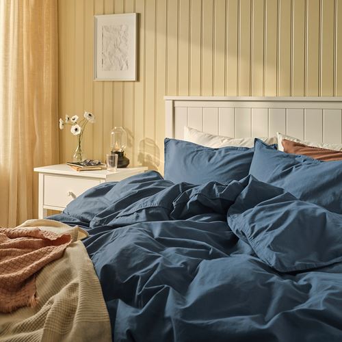 IKEA - ANGSLILJA, single duvet cover sets, dark blue, 150x200/50x60 cm