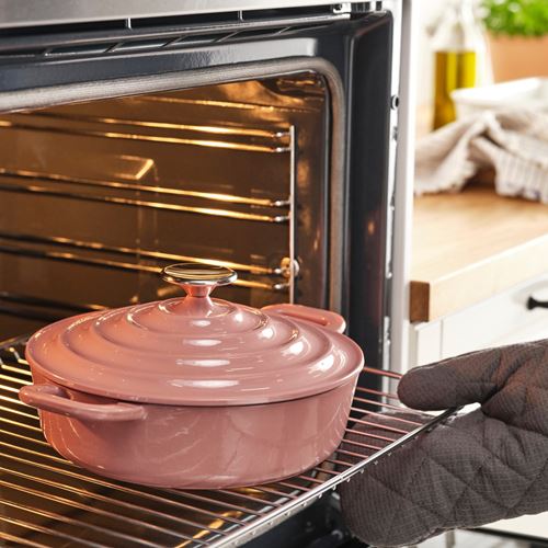IKEA - VARDAGEN, cookware with lid, enameled cast iron-light pink, 2.5 l
