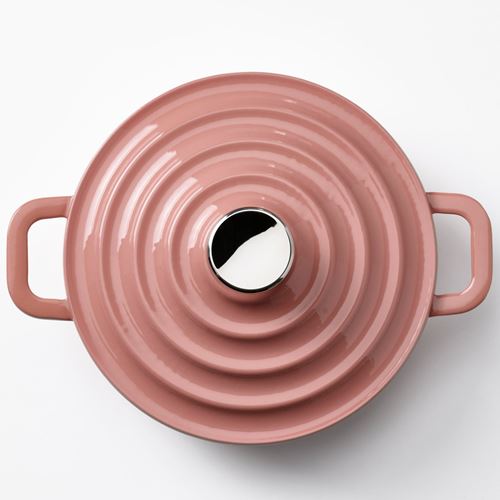 IKEA - VARDAGEN, cookware with lid, enameled cast iron-light pink, 2.5 l