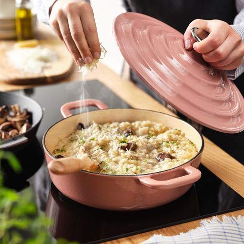 IKEA - VARDAGEN, cookware with lid, enameled cast iron-light pink, 2.5 l