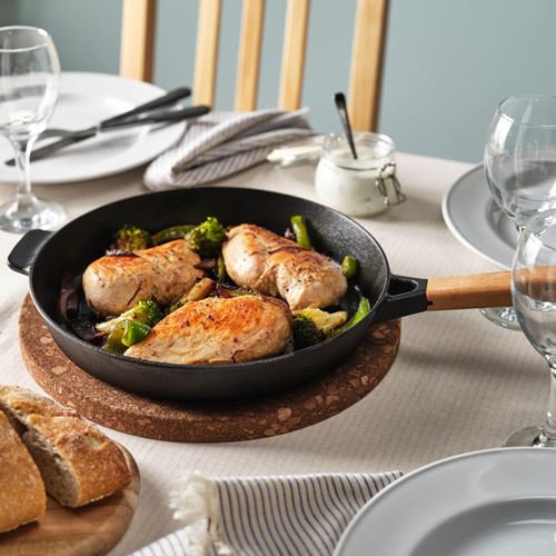 IKEA - VARDAGEN, frying pan, cast iron-beech, 26 cm
