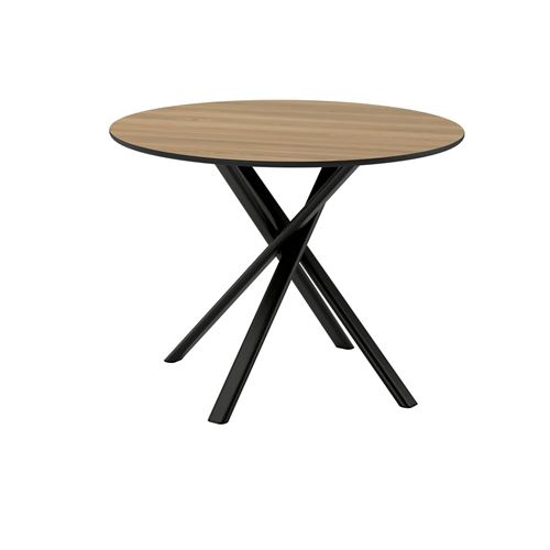 IKEA - NORRMJÖLE, yuvarlak yemek masası, meşe görünümlü-siyah, 105 cm