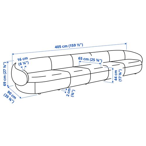 IKEA - LILLESATER, 6-seat sofa, Axvall off-white