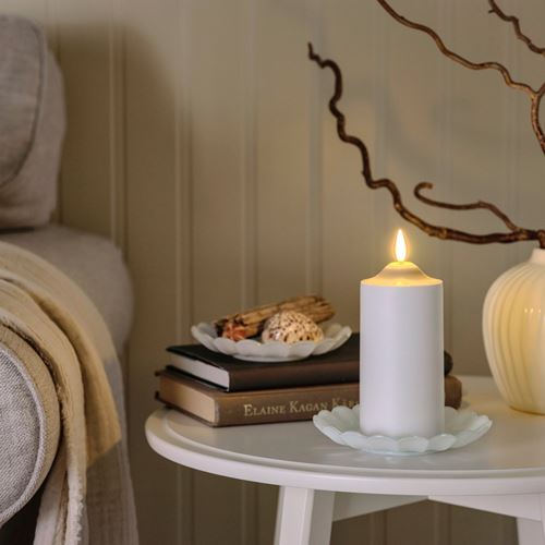 IKEA - SMANACKROS, candle dish, white, 14 cm