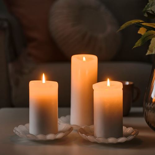 IKEA - SMANACKROS, candle dish, white, 14 cm