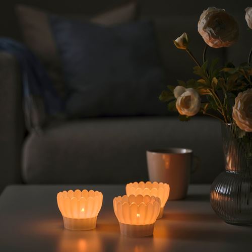 IKEA - SMANACKROS, tealight holder, white, 6 cm