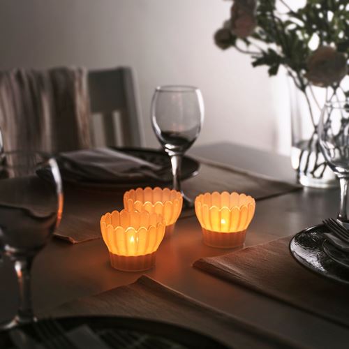 IKEA - SMANACKROS, tealight holder, white, 6 cm