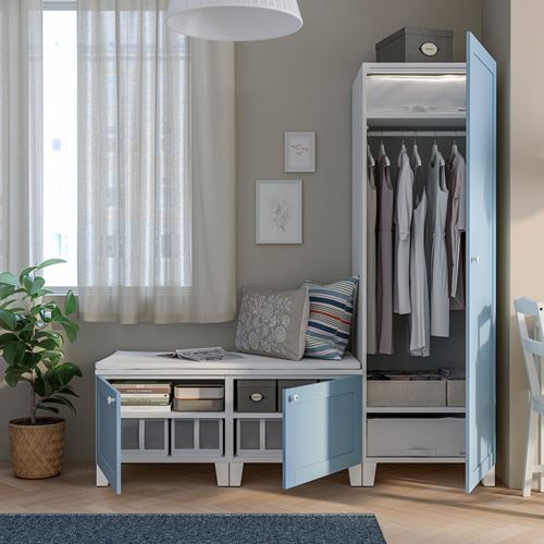 IKEA - PLATSA/SANNIDAL, PLATSA gardırop, beyaz-mavi, 180x57x191 cm