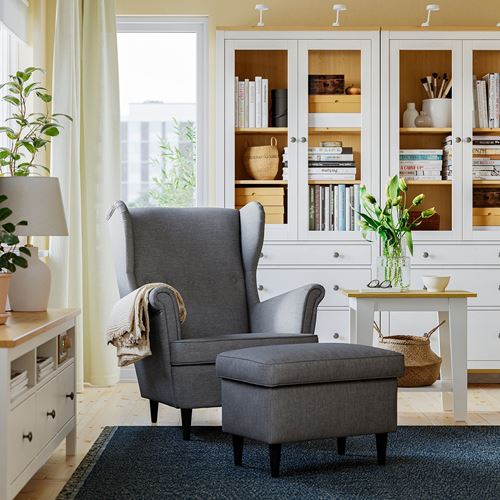 IKEA - STRANDMON, depolamalı puf, nordvalla koyu gri