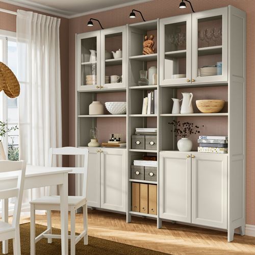 IKEA - GULDDRAGARE, storage combination with doors and shelves, beige, 200x37x216 cm