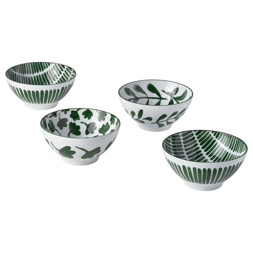 IKEA - ENTUSIASM, porcelain bowl set, green/white, 12 cm