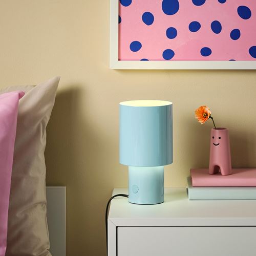 IKEA - SPETSBOJ, masa lambası, açık mavi, 22 cm
