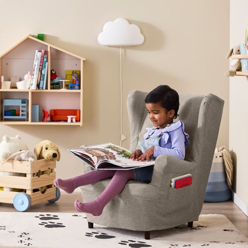 IKEA - STRANDMON, çocuk koltuğu kılıfı, Tibbleby koyu bej