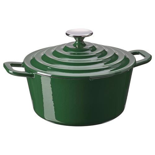 IKEA - VARDAGEN, cookware with lid, enameled cast iron-dark green, 3 l