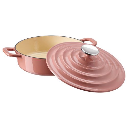 IKEA - VARDAGEN, cookware with lid, enameled cast iron-light pink, 2.5 l