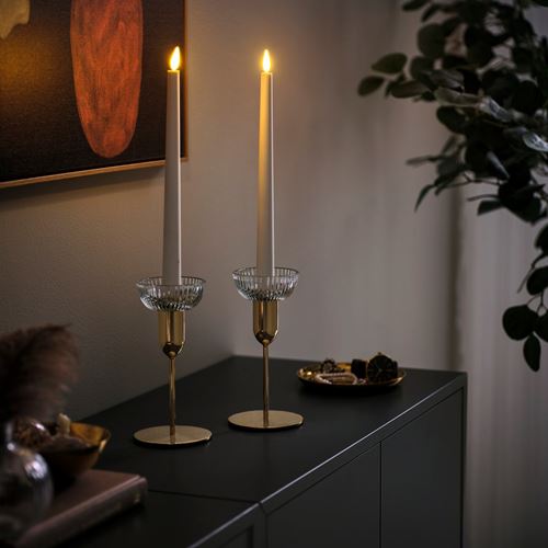 IKEA - KUNGSTARNA, şamdan, altın rengi, 19 cm