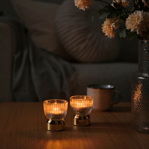 IKEA - KUNGSTARNA, tealight holder, golden colour, 8 cm