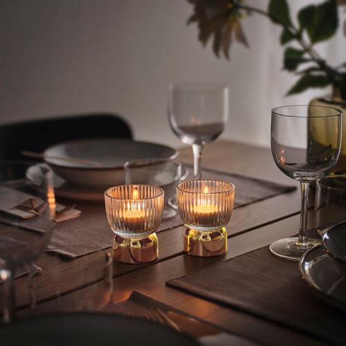 IKEA - KUNGSTARNA, tealight holder, golden colour, 8 cm