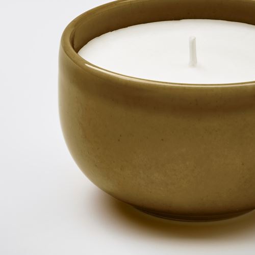 IKEA - PARLHÖNA, scented candle in pot, yellow, 20 hr