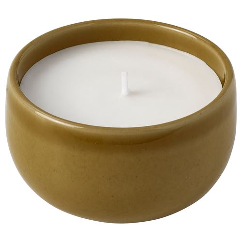 IKEA - PARLHÖNA, scented candle in pot, yellow, 20 hr