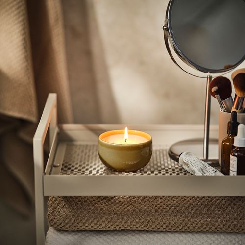 IKEA - PARLHÖNA, scented candle in pot, yellow, 20 hr