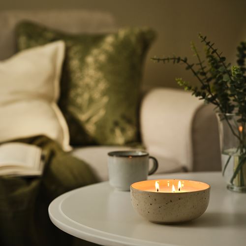 IKEA - PARLHÖNA, scented candle in pot, off white, 30 hr