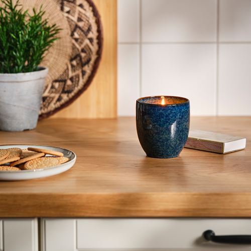 IKEA - PARLHÖNA, scented candle in pot, blue, 40 hr