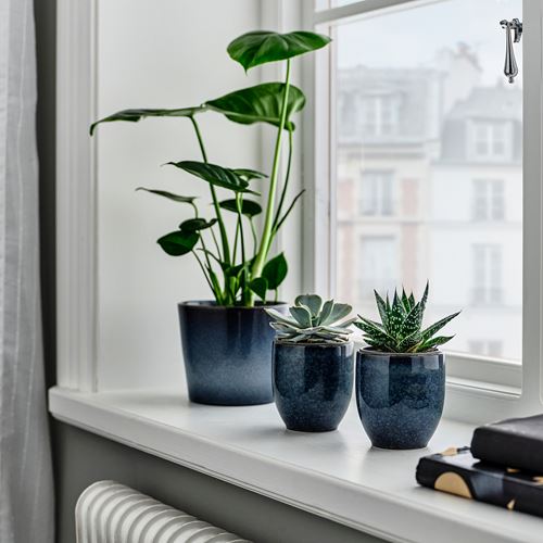 IKEA - PARLHÖNA, scented candle in pot, blue, 40 hr