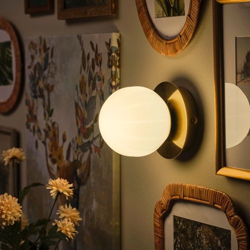 IKEA - AKTERSPRING, duvar lambası, opal beyaz cam-pirinç, 15 cm