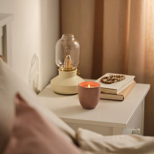 IKEA - PARLHÖNA, scented candle in pot, pink, 40 hr