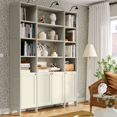 IKEA - GULDDRAGARE, storage combination with doors and shelves, beige, 162x37x216 cm