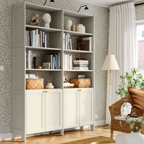 IKEA - GULDDRAGARE, storage combination with doors and shelves, beige, 159x37x216 cm