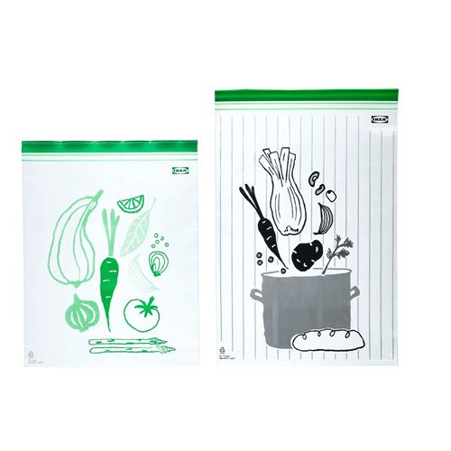 IKEA - ISTAD, resealable bag, black/green, 4,0 and 6,0 l
