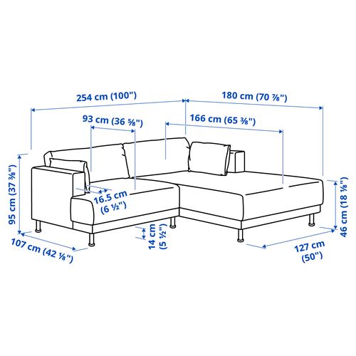 IKEA - UPPAKRA, 3-seat sofa with chaise longue, Axvall dark grey-blue